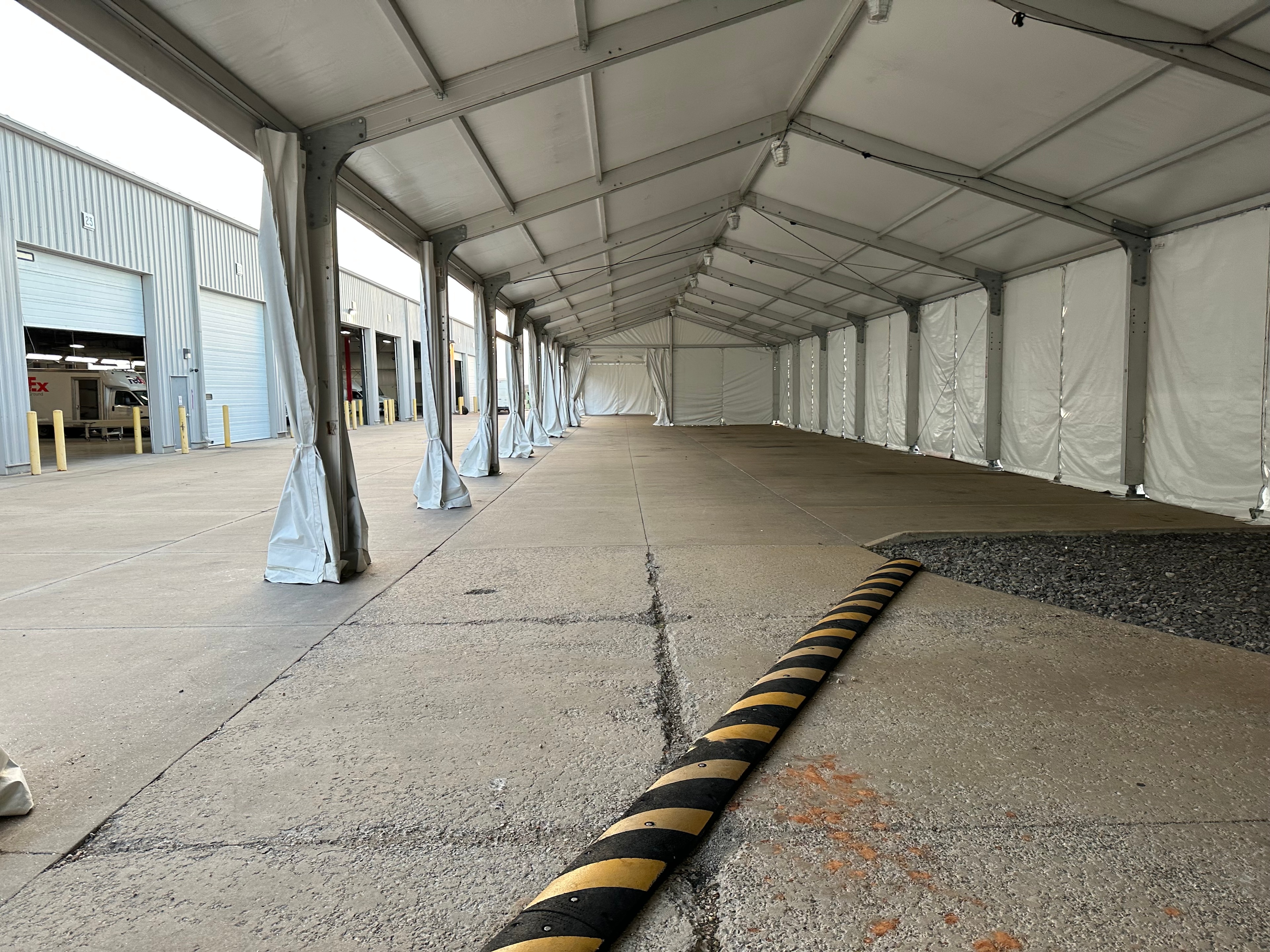 Temporary structure installation on a construction site